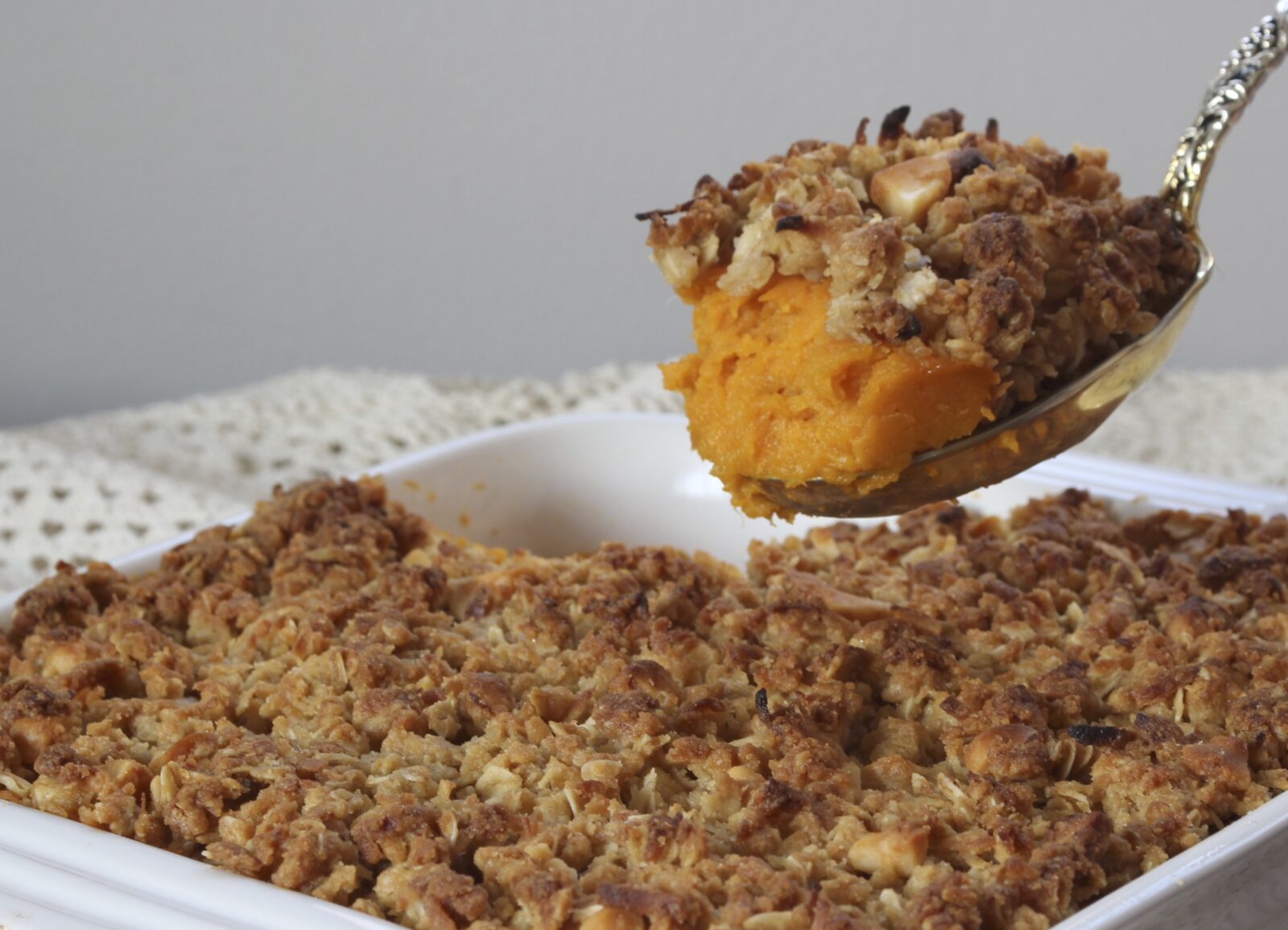 Whipped Sweet Potatoes with Pecan Streusel Topping