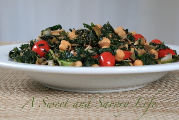 kale with Chickpeas and PIne Nuts