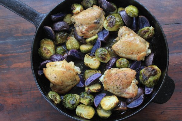 Lemon Chicken, Brussels Sprouts and Potato Skillet: Dinner under 400 Calories