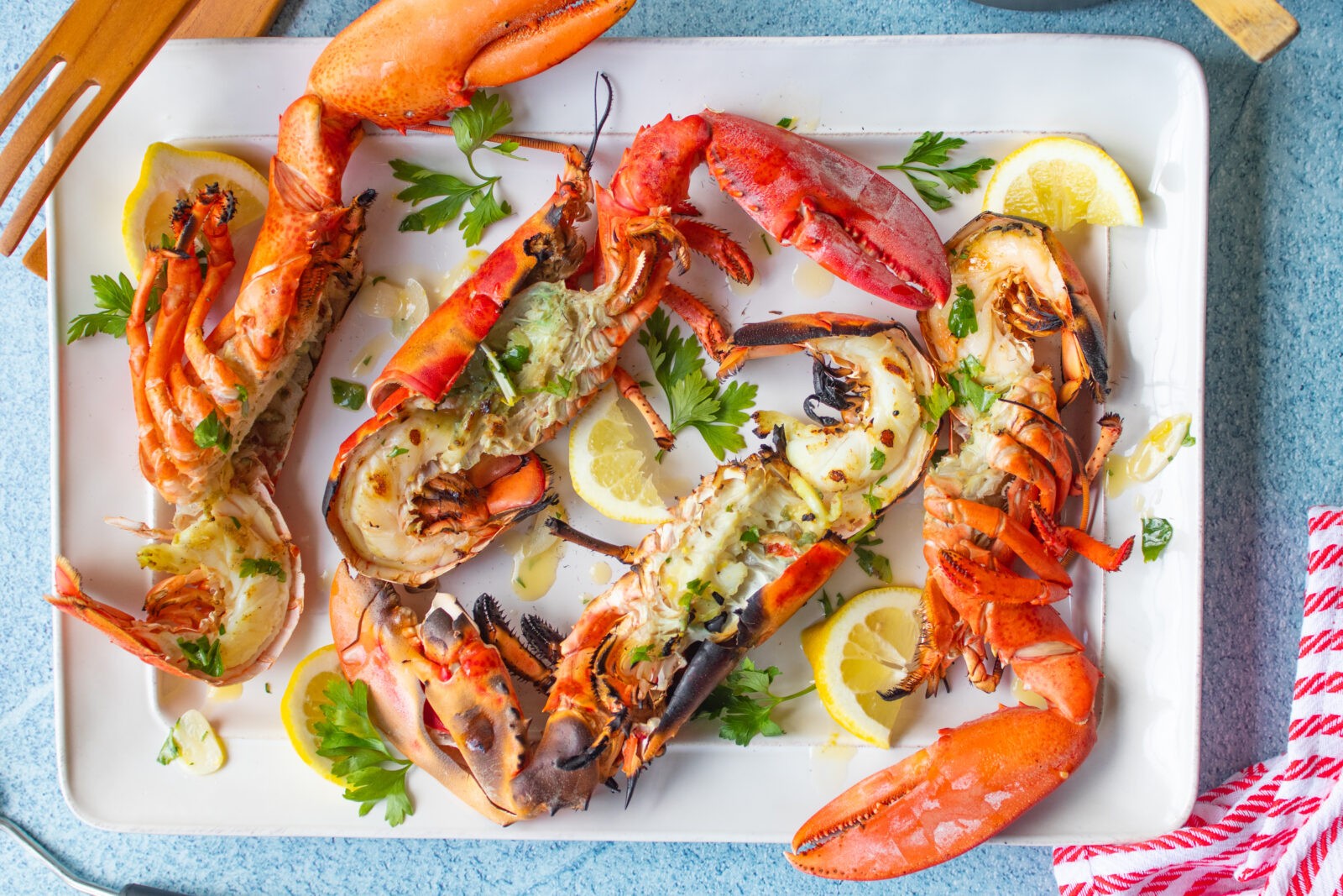Charred Lobster With Garlic Lemon Butter